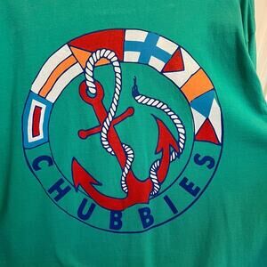 CHUBBIES Long Sleeve Tee Shirt 100% Cotton in Teale Green Men's Size Large